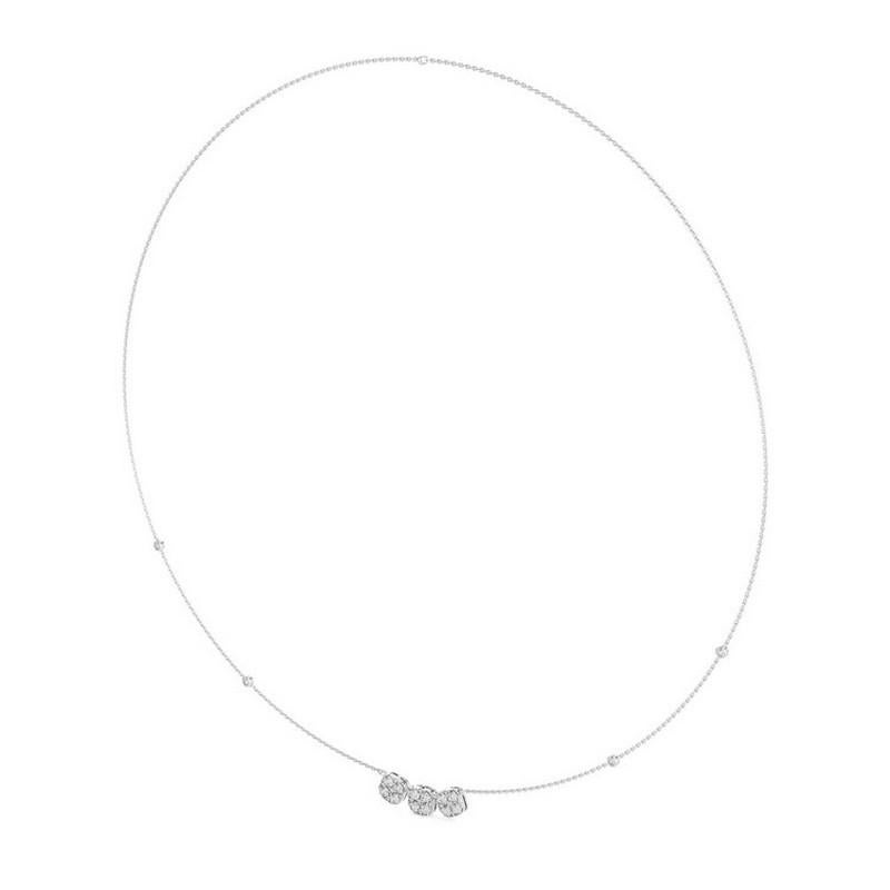 Modern 0.77 CTW diamond 14K White gold moonlight Tri Cushion Pendant Necklace For Sale