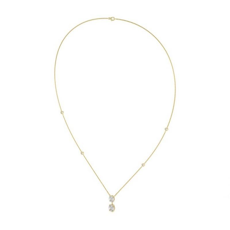 Moderne Collier délicat collection clair de lune en or jaune 18 carats avec diamants marquises de 0,77 carat poids total en vente