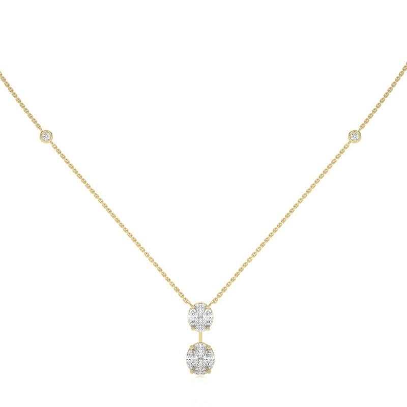 Collier délicat collection clair de lune en or jaune 18 carats avec diamants marquises de 0,77 carat poids total Neuf - En vente à Paramus, NJ