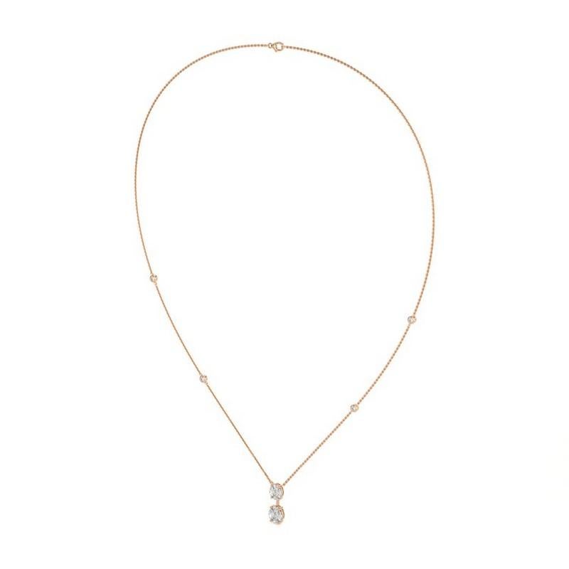 Moderno Collana Delicata con diamanti marquise 0,77 CTW in oro rosa 18K Collection'S in vendita