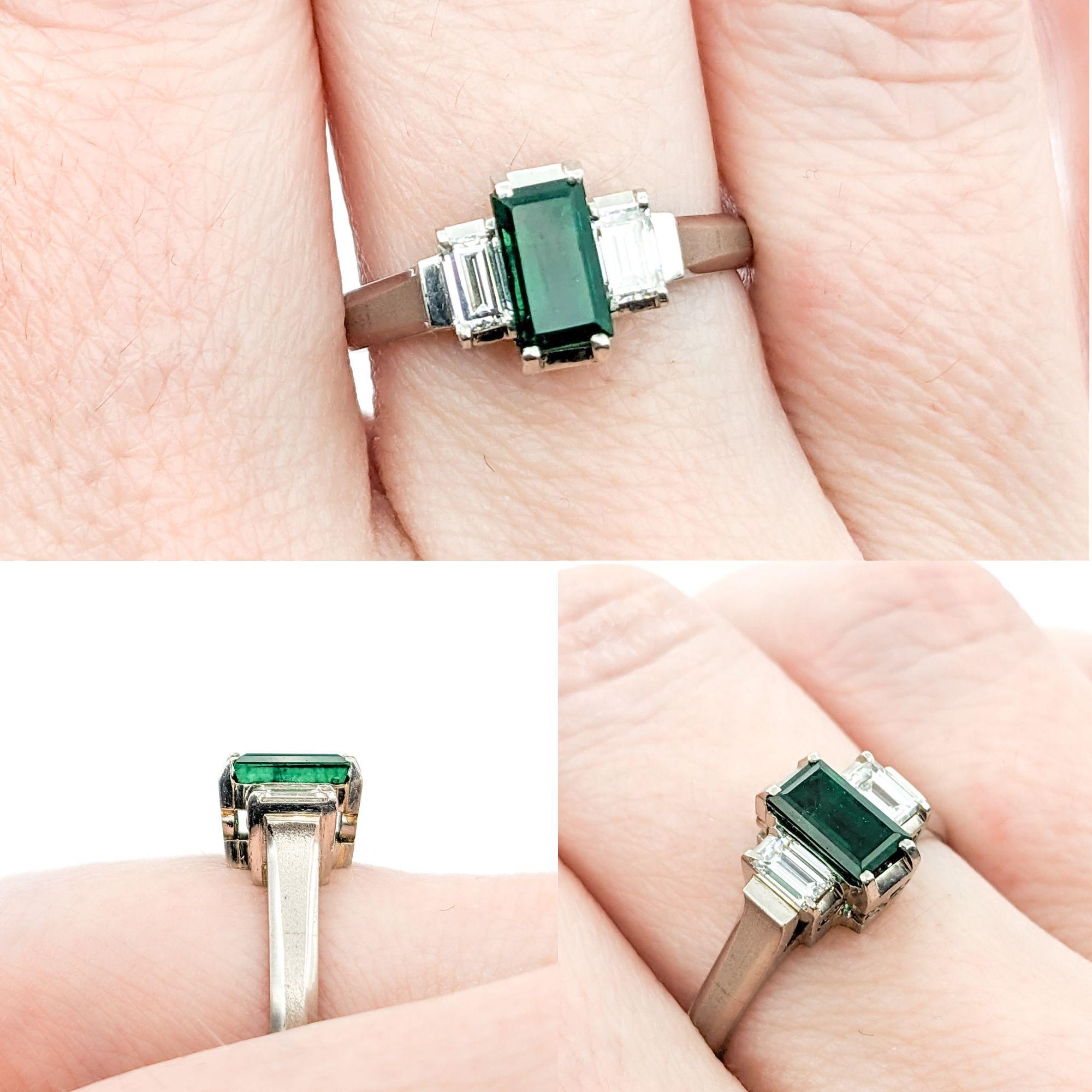 0.77ct Emerald & Diamond Ring In Platinum 2