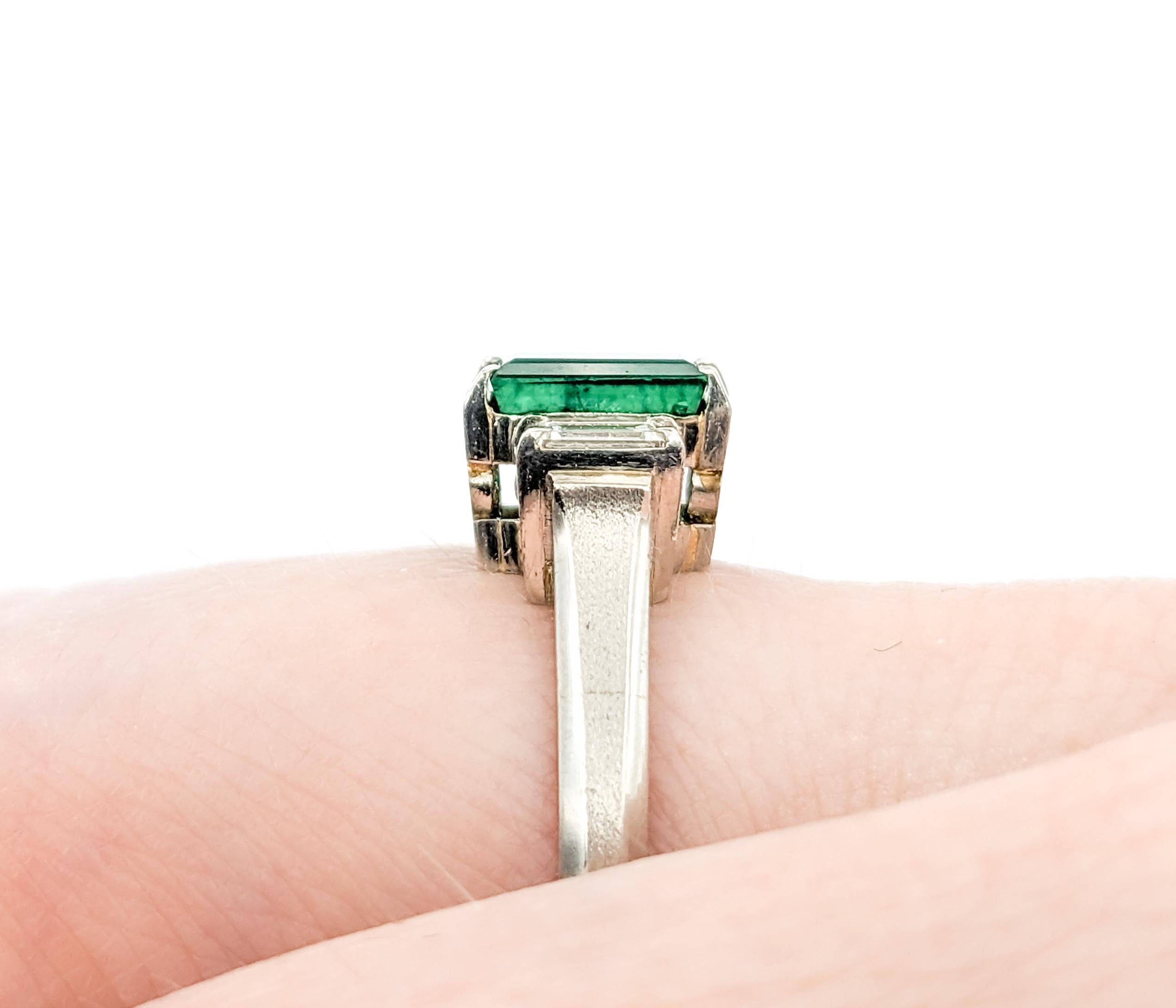0.77ct Emerald & Diamond Ring In Platinum 5