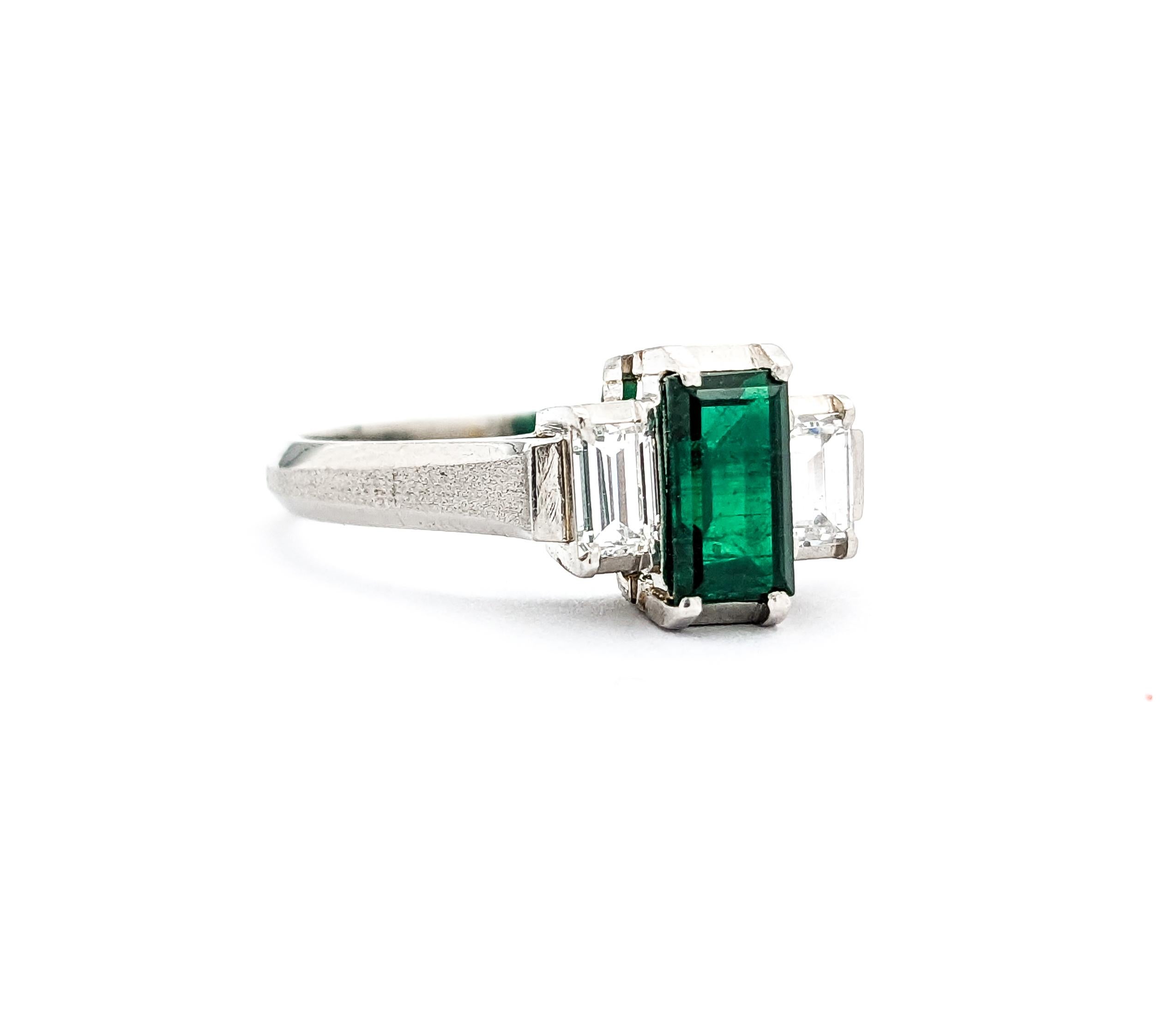 0.77ct Emerald & Diamond Ring In Platinum 6
