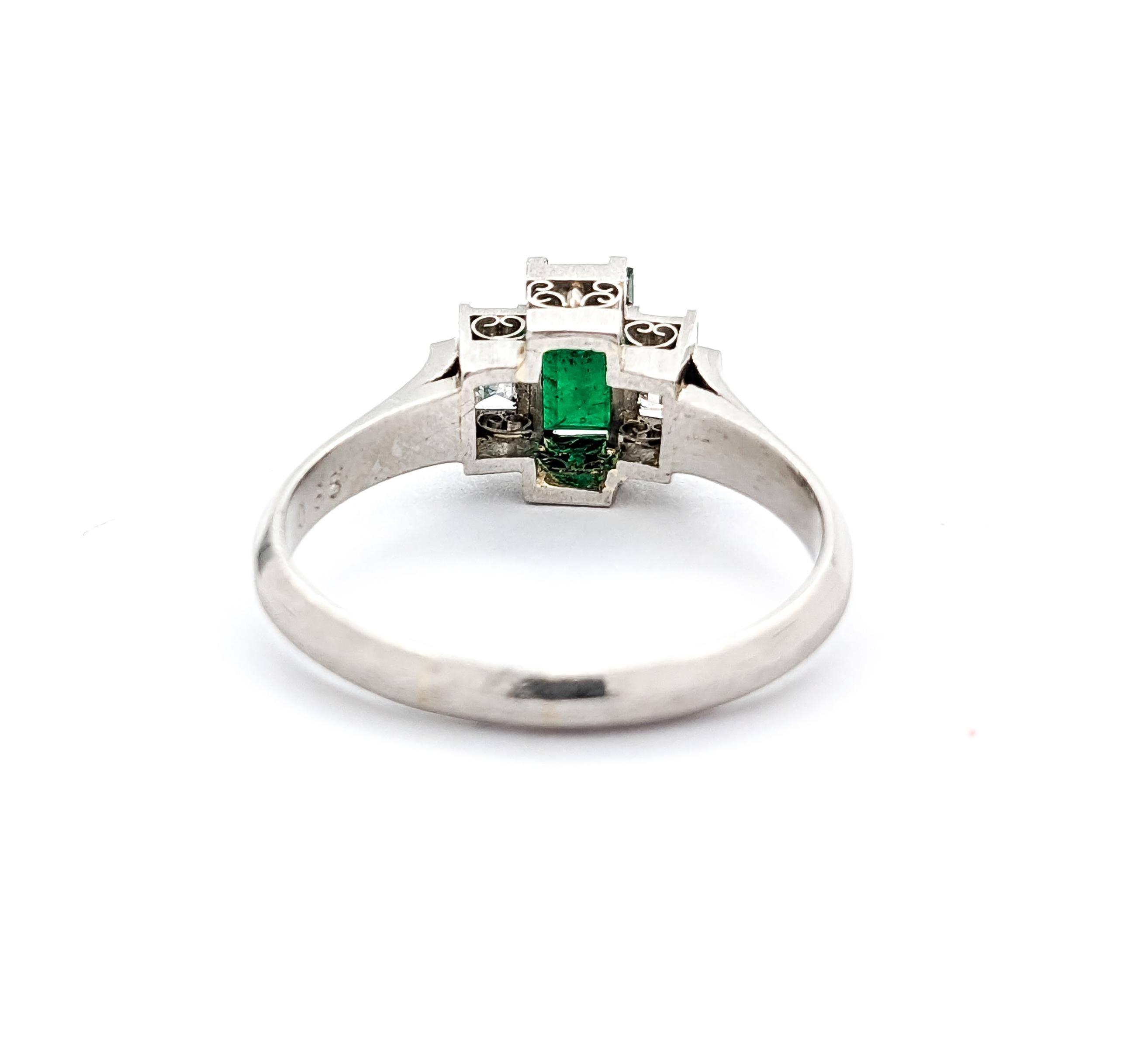 0.77ct Emerald & Diamond Ring In Platinum 7