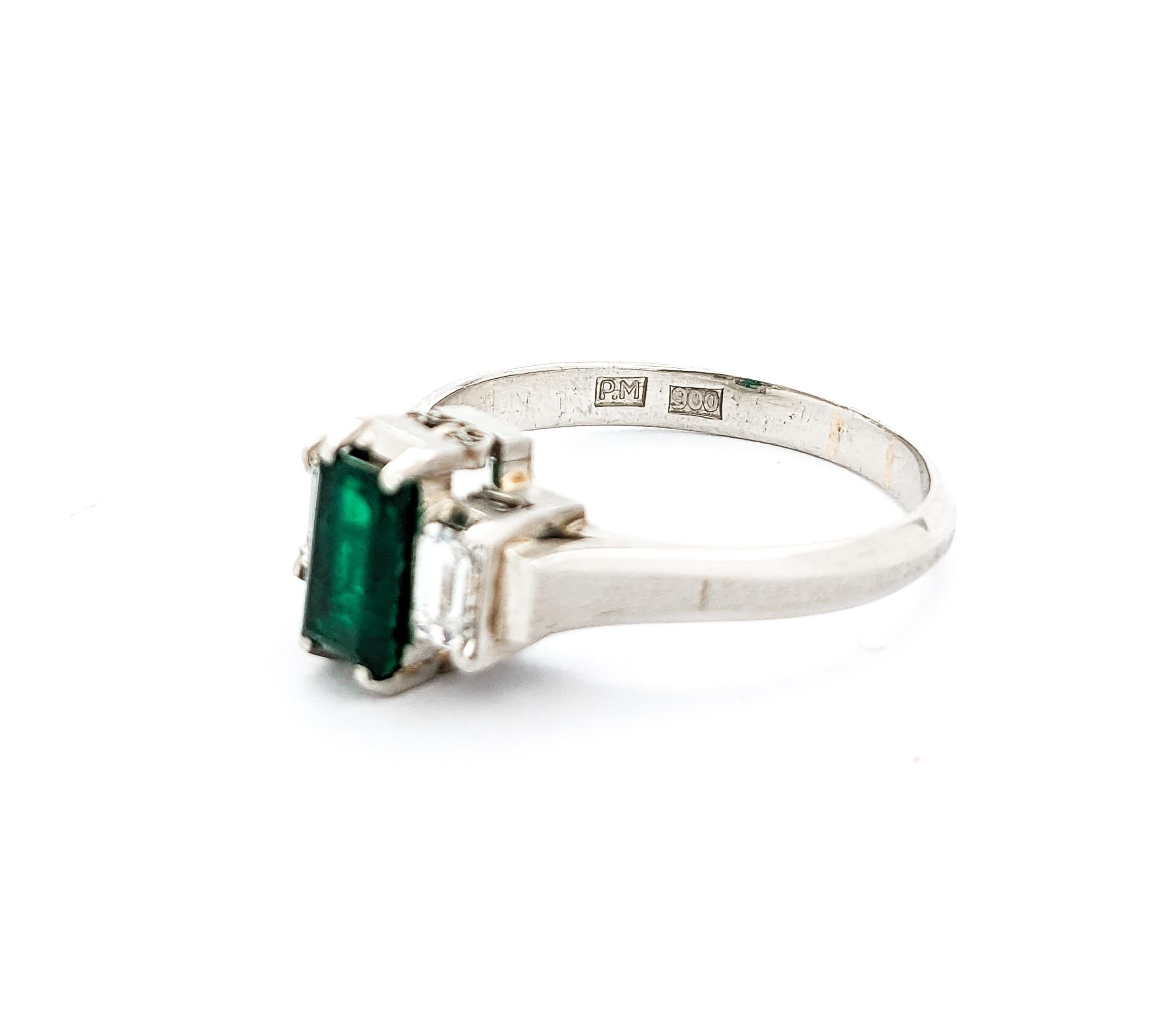 0.77ct Emerald & Diamond Ring In Platinum 8