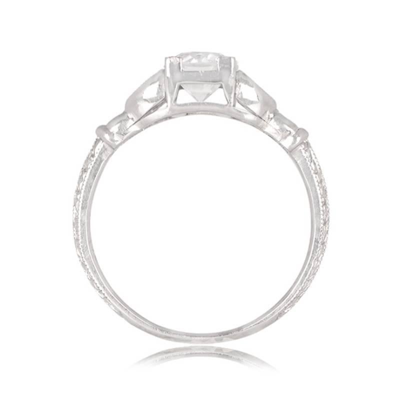 Women's 0.77ct Old European Cut Antique Diamond Engagement Ring, Platinum For Sale