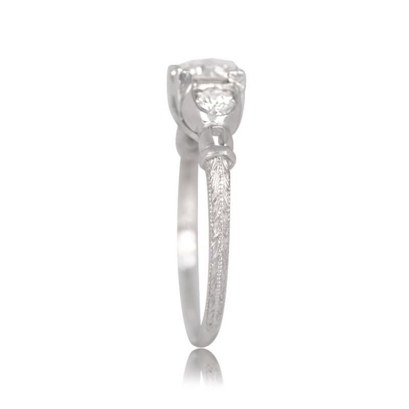 0.77ct Old European Cut Antique Diamond Engagement Ring, Platinum In Excellent Condition For Sale In New York, NY