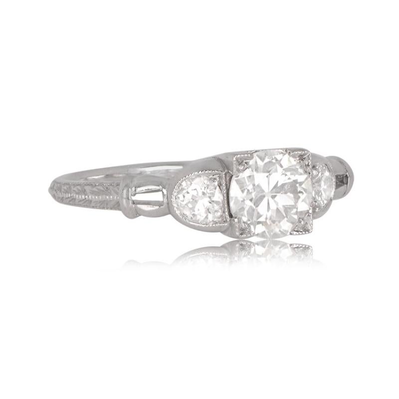 Art Deco 0.77ct Old European Cut Antique Diamond Engagement Ring, Platinum For Sale
