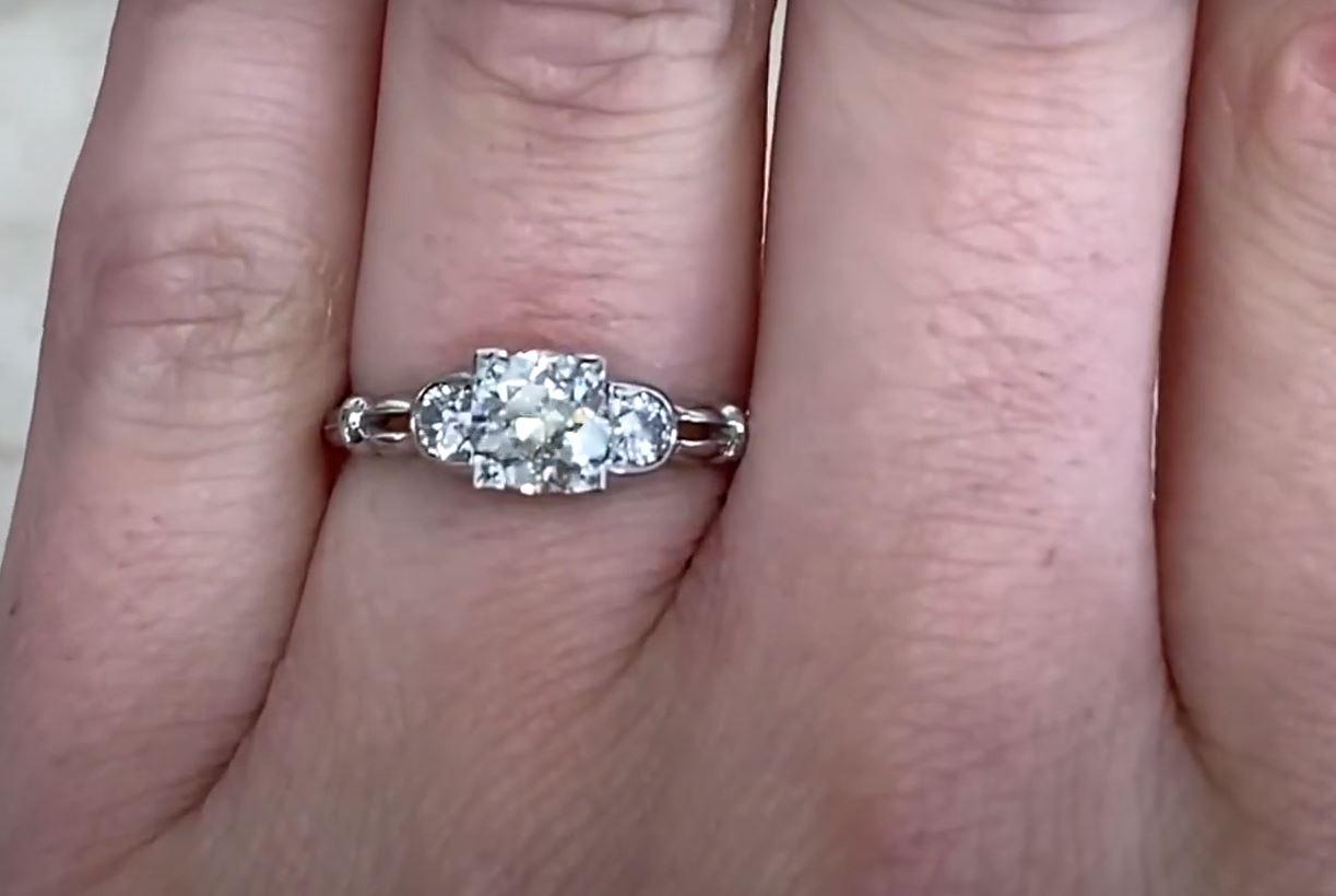 0.77ct Old European Cut Antique Diamond Engagement Ring, Platinum For Sale 1