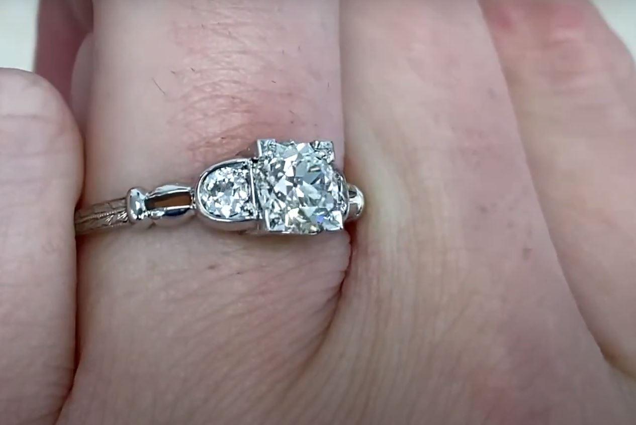 0.77ct Old European Cut Antique Diamond Engagement Ring, Platinum For Sale 2