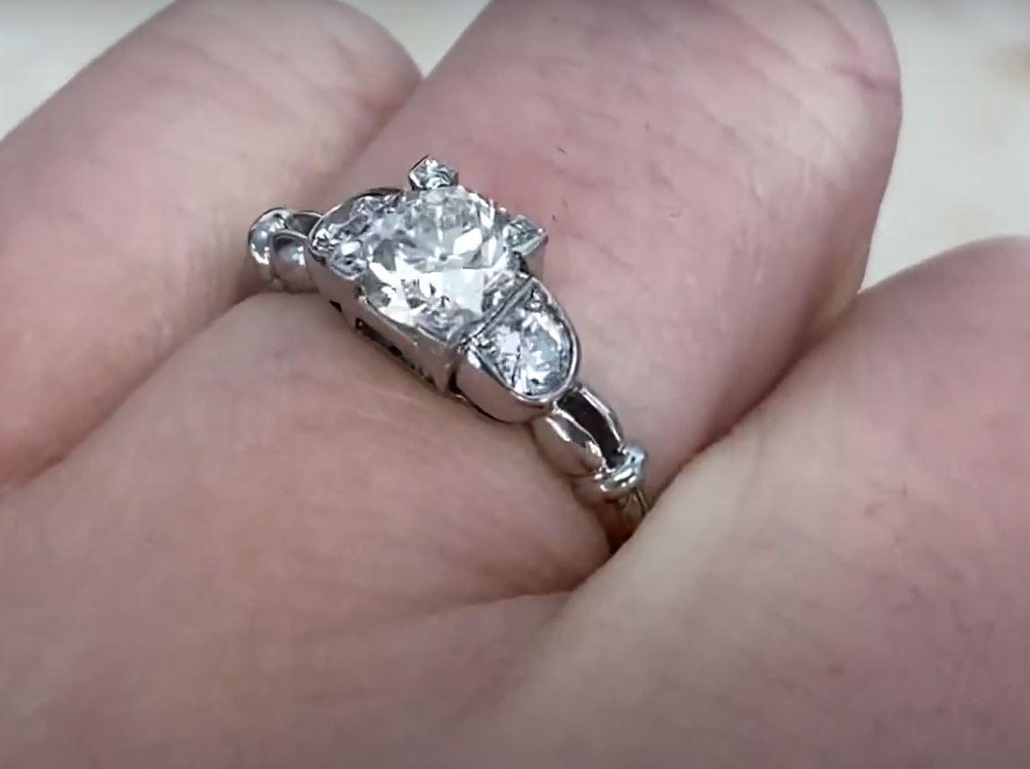 0.77ct Old European Cut Antique Diamond Engagement Ring, Platinum For Sale 3