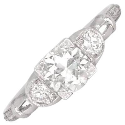 0.77ct Old European Cut Antique Diamond Engagement Ring, Platinum For Sale
