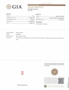 0.77 Carat Oval Orangy Pink Padparadscha Sapphire GIA Certified East Africa