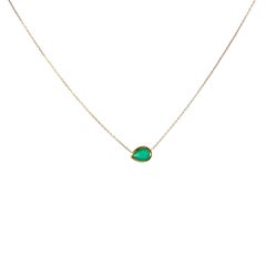 0.77ct Pear Shape Emerald Pendant – 18ct Yellow Gold Halo Design