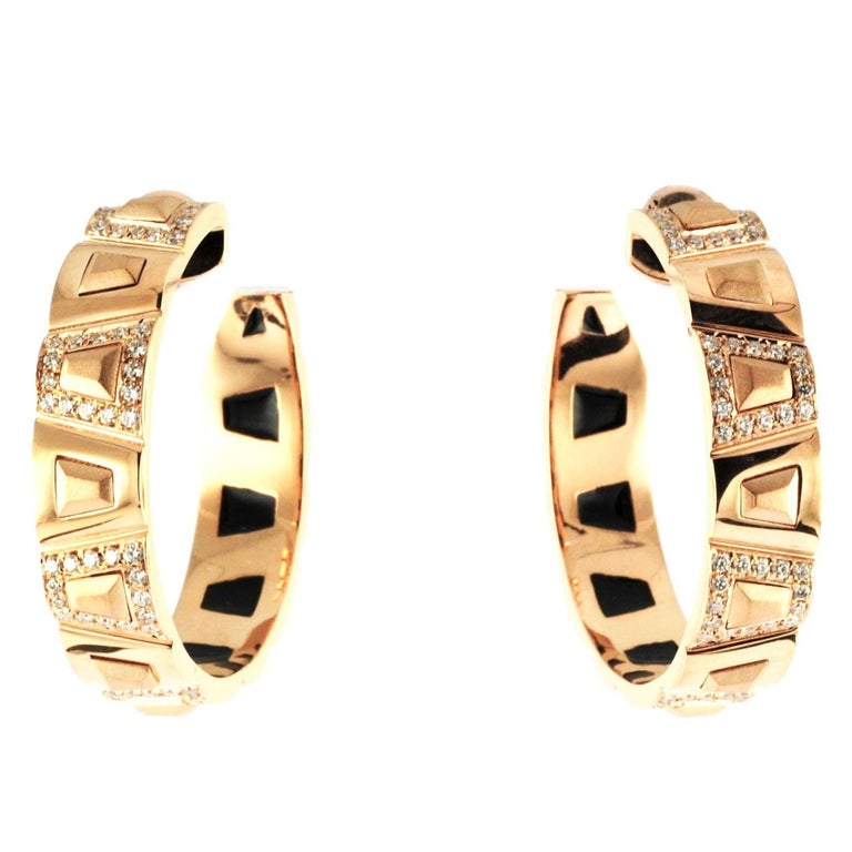 0.78 Carat 18 Karat Rose Gold Theodora Diamond Hoop Earrings For Sale ...