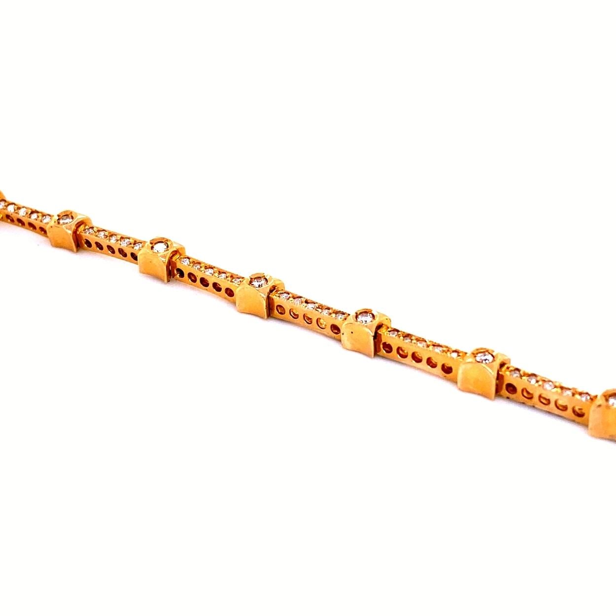 0.78 Carat Bezel/Pave Set Round Diamond 14 Karat Gold Tennis Bracelet In New Condition For Sale In Los Angeles, CA