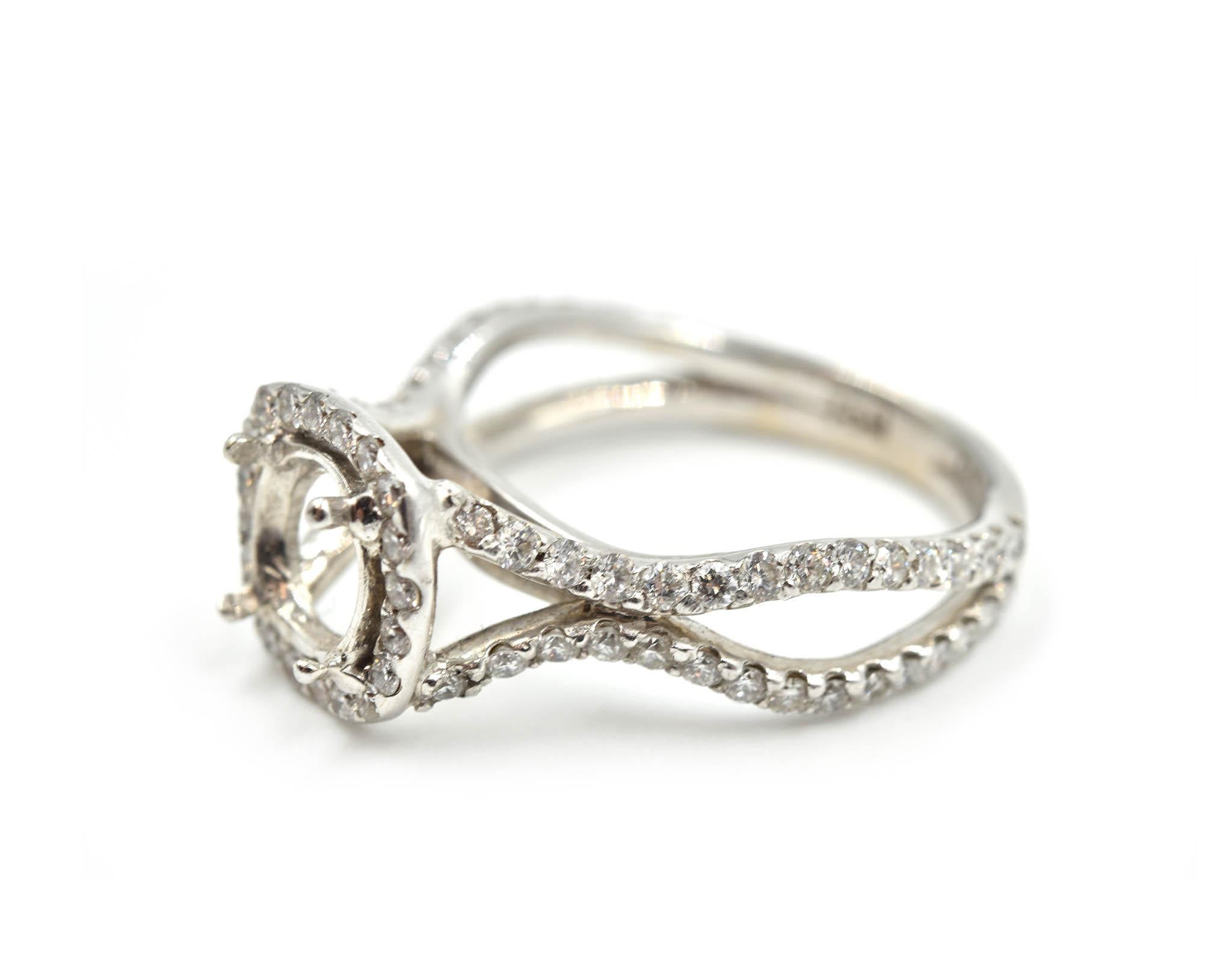 0.78 Carat Diamond 18 Karat White Gold Semi-Mount Engagement Ring In Excellent Condition In Scottsdale, AZ