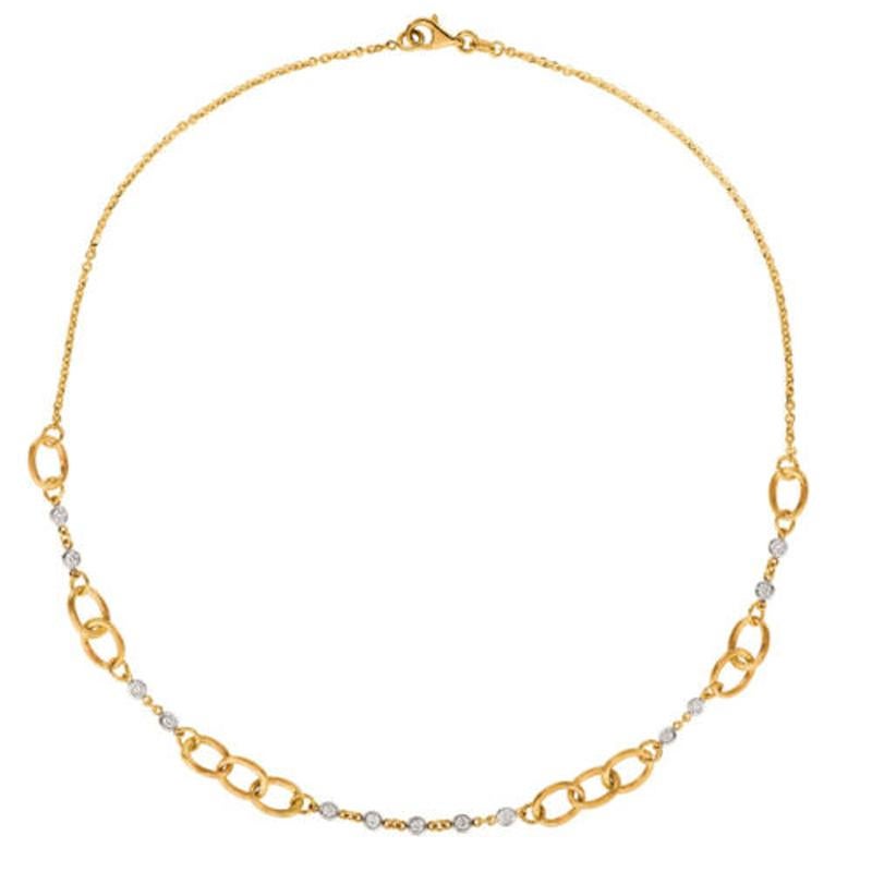 Taille ronde Collier de style chaîne en or jaune 14 carats avec diamants de 0,78 carat G SI en vente