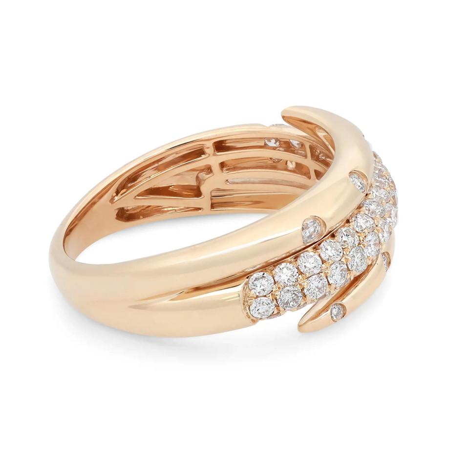 Round Cut 0.78 Carat Diamond Spiral Ring 18K Yellow Gold For Sale