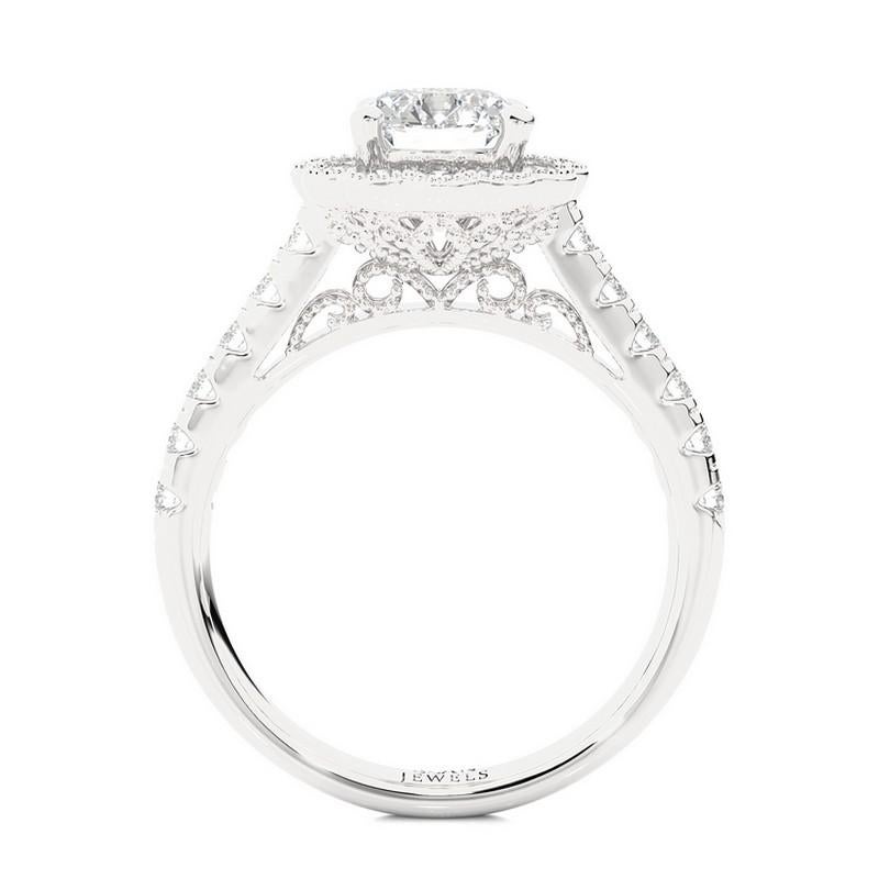 Round Cut 0.78 Carat Diamond Vow Collection Ring in 14K White Gold For Sale