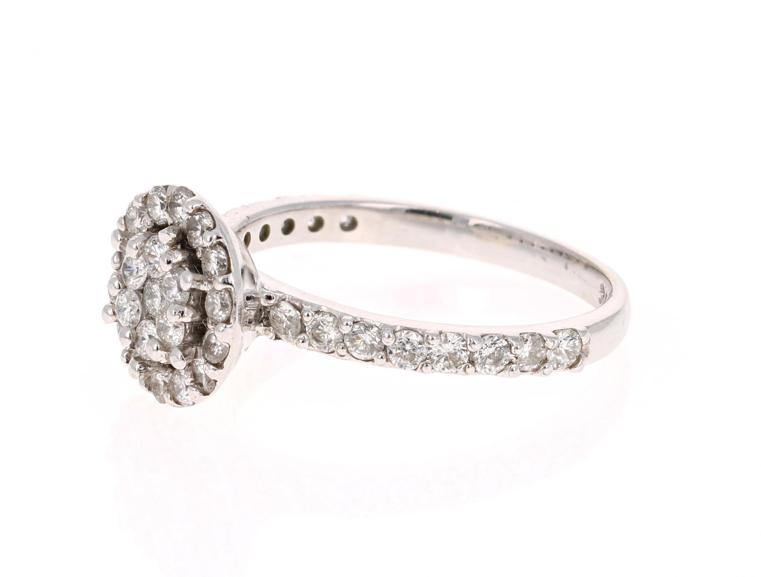 Contemporary 0.78 Carat Diamond White Gold Ring For Sale