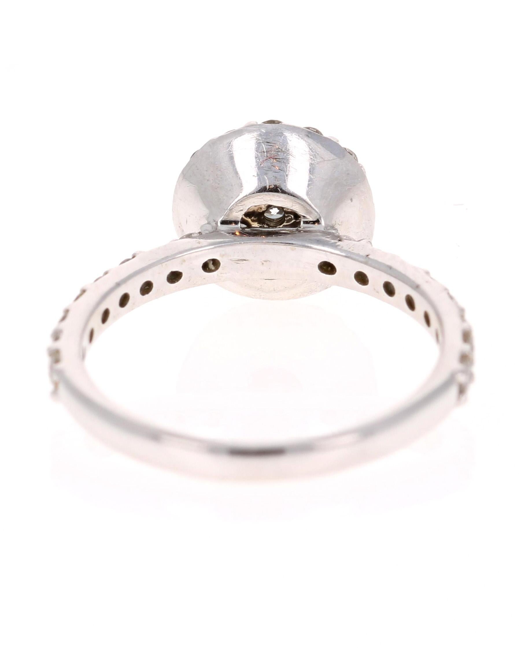 Round Cut 0.78 Carat Diamond White Gold Ring For Sale