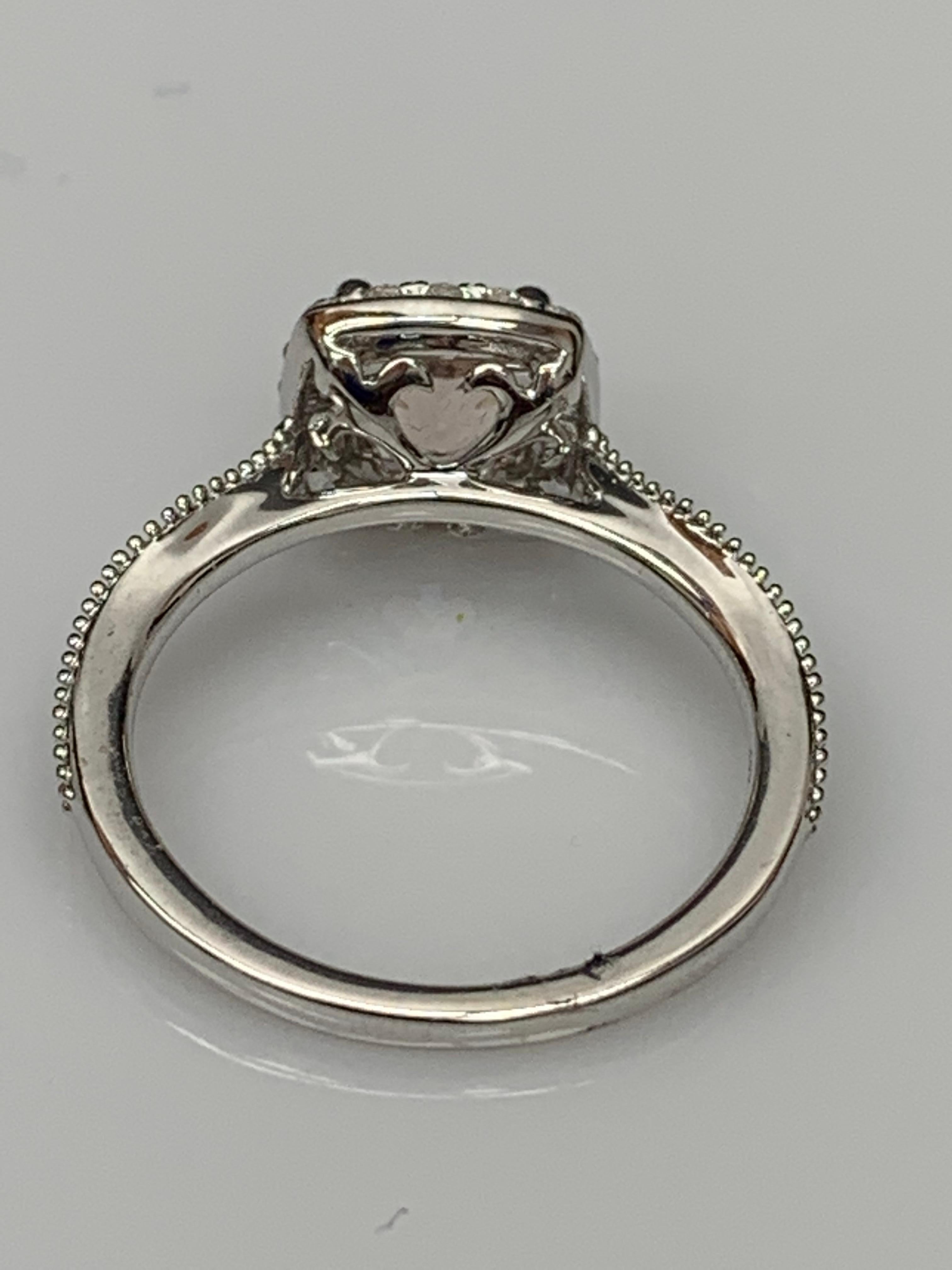 0.78 Carat Morganite Halo Diamond 14K White Gold Ring For Sale 6