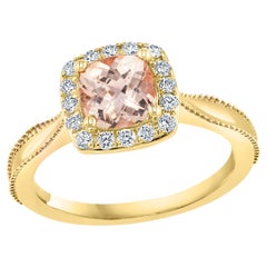 0,78 Karat Morganit Halo Diamant 14K Gelbgold Ring
