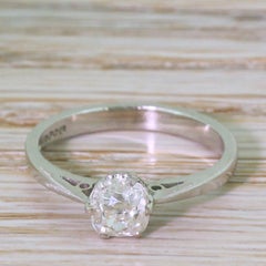 0.78 Carat Old Mine Cut Diamond Engagement Platinum Ring