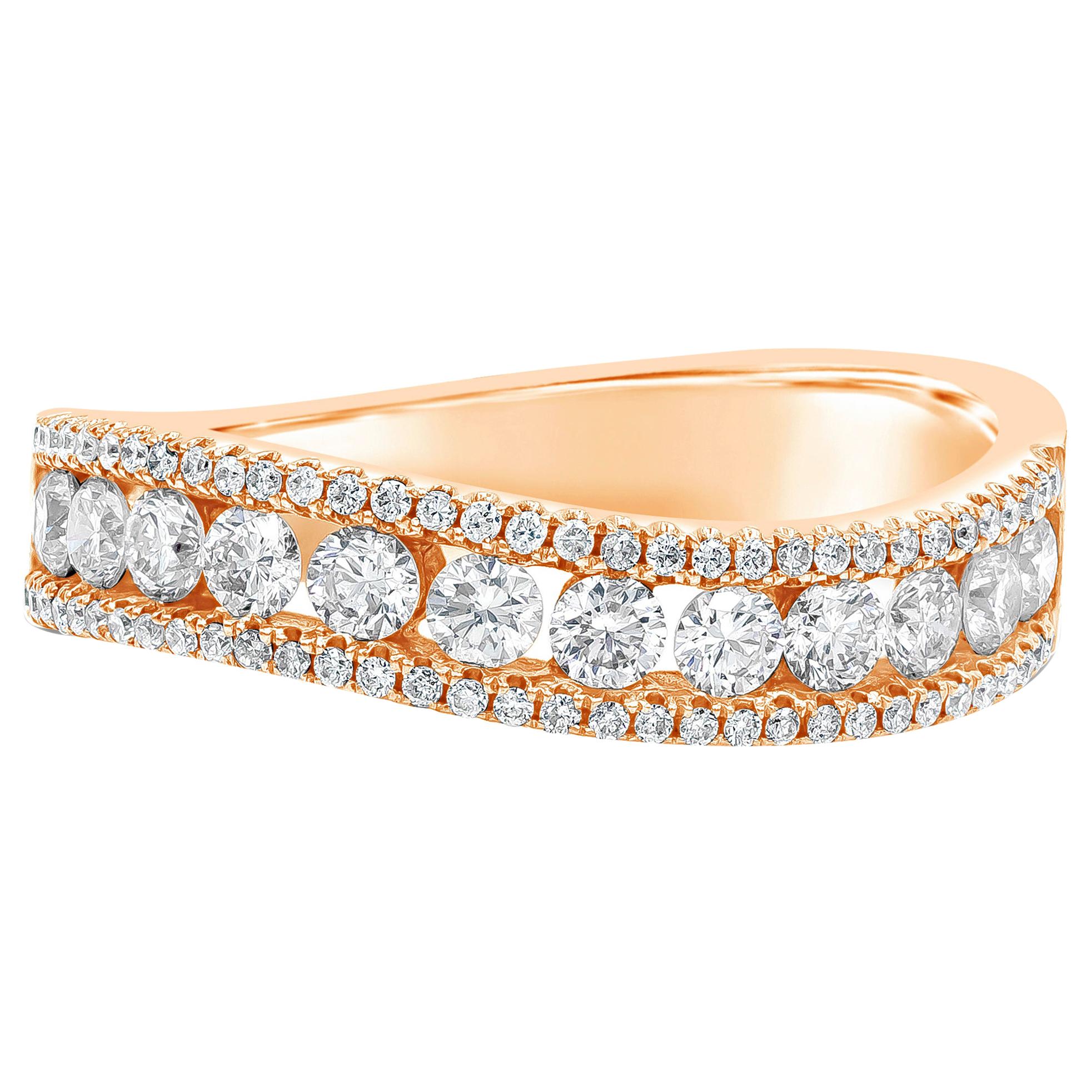 Roman Malakov, 0.78 Carat Round Diamond Curved Fashion Ring