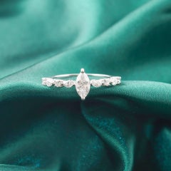 0.78 Carat SI Clarity HI Color Mixed Shape Diamond Ring 18 Karat White Gold