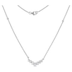 0,78 Karat SI Reinheit HI Farbe Oval Birne Diamant Halskette 18 Karat Weißgold