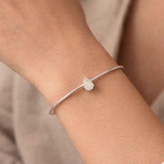 0.78 Carat SI Clarity HI Color Solitaire Diamond Cuff Bangle Bracelet 14k Gold