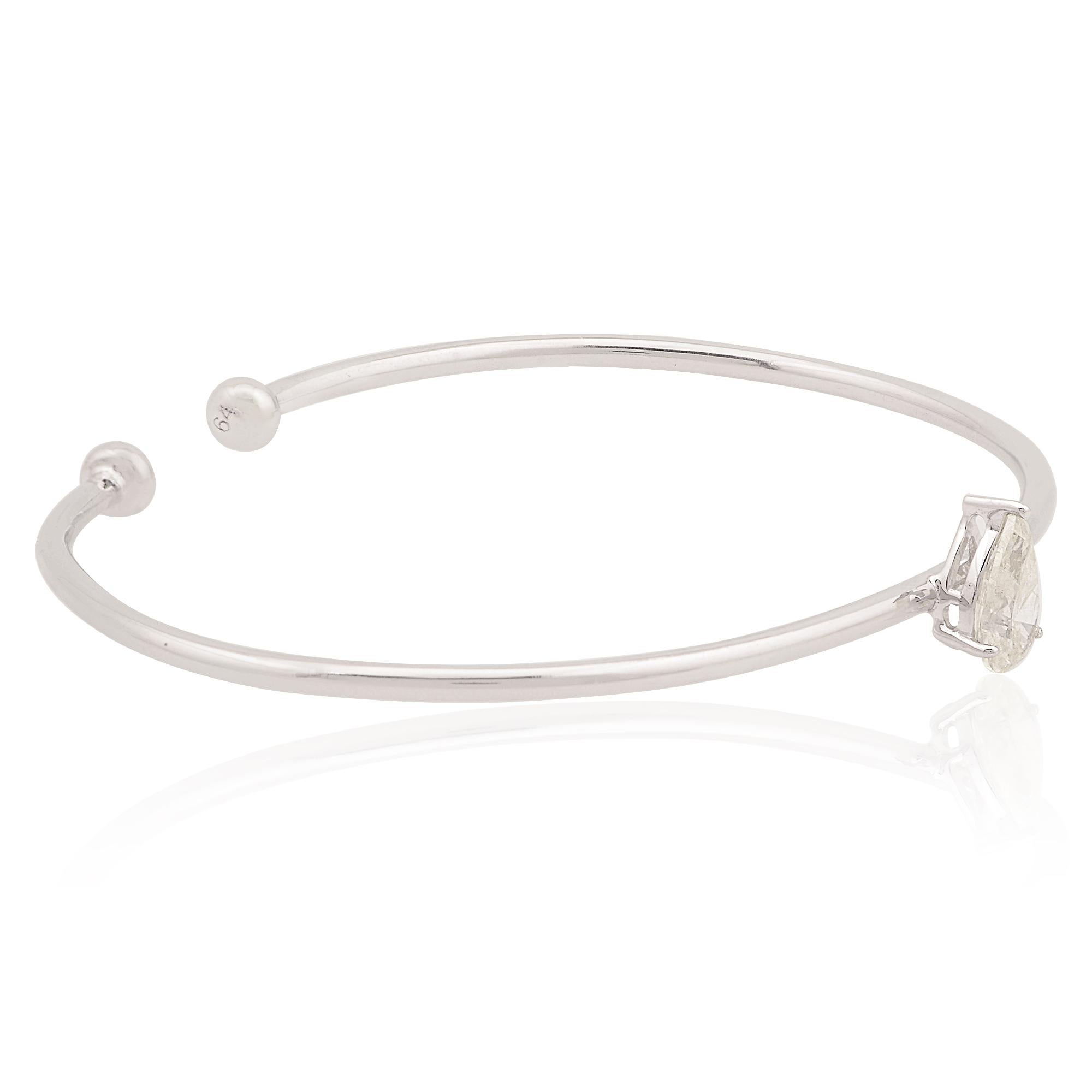 Moderne 0.78 Carat SI Clarity HI Color Solitaire Diamond Cuff Bangle Bracelet 14k Gold en vente