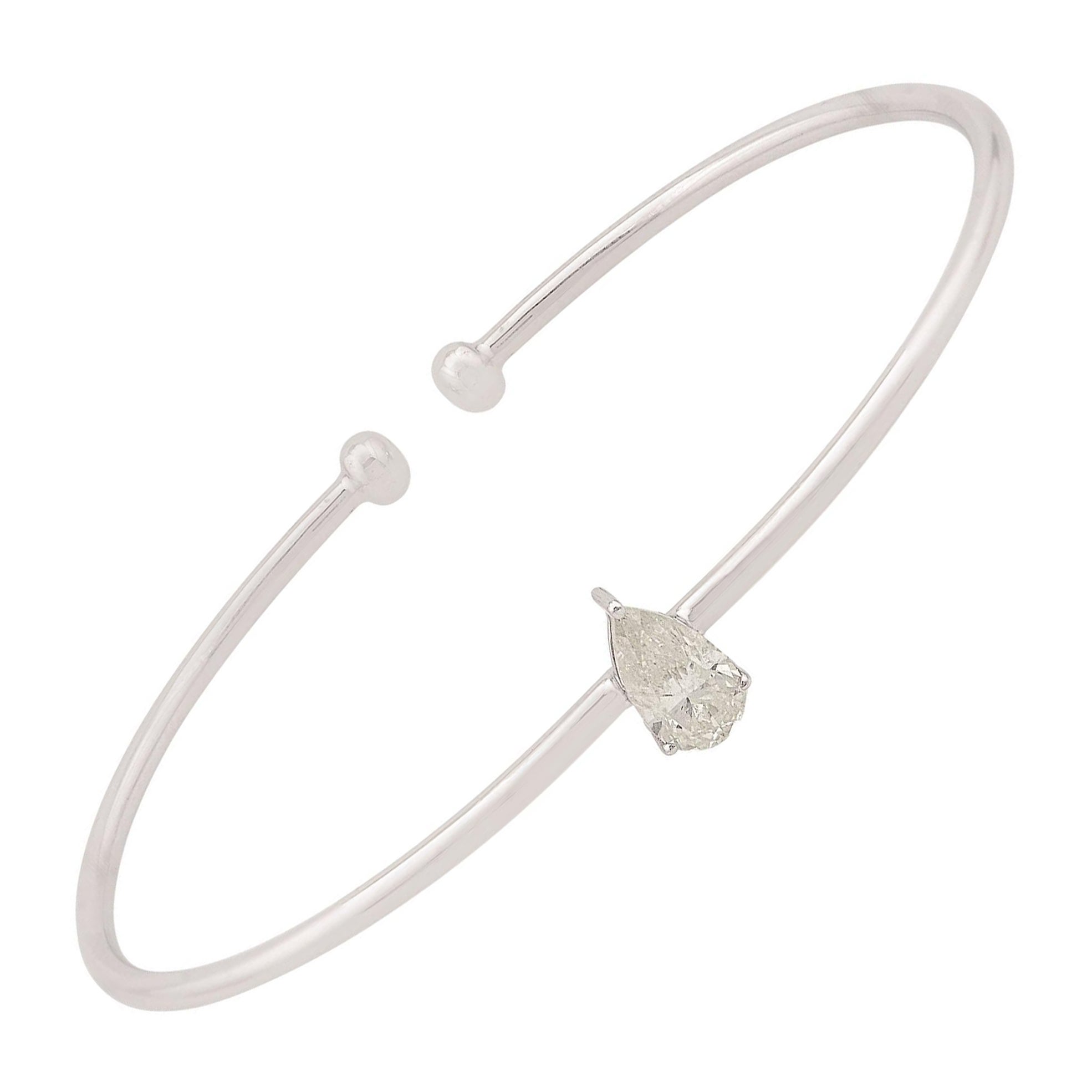 0.78 Carat SI Clarity HI Color Solitaire Diamond Cuff Bangle Bracelet 14k Gold