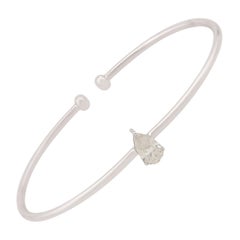 0.78 Carat SI Clarity HI Color Solitaire Diamond Cuff Bangle Bracelet 14k Gold