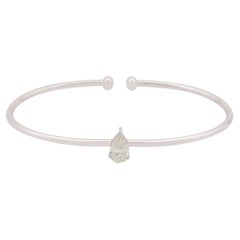 0.78 Carat SI Clarity HI Color Solitaire Diamond Cuff Bangle Bracelet 18k Gold