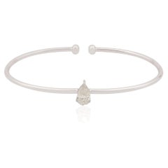 0.78 Carat SI Clarity HI Color Solitaire Diamond Cuff Bangle Bracelet 18k Gold