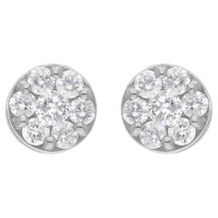 0.78 Carat SI/H Round Brilliant Cut Diamond Stud Earrings 10 Karat White Gold