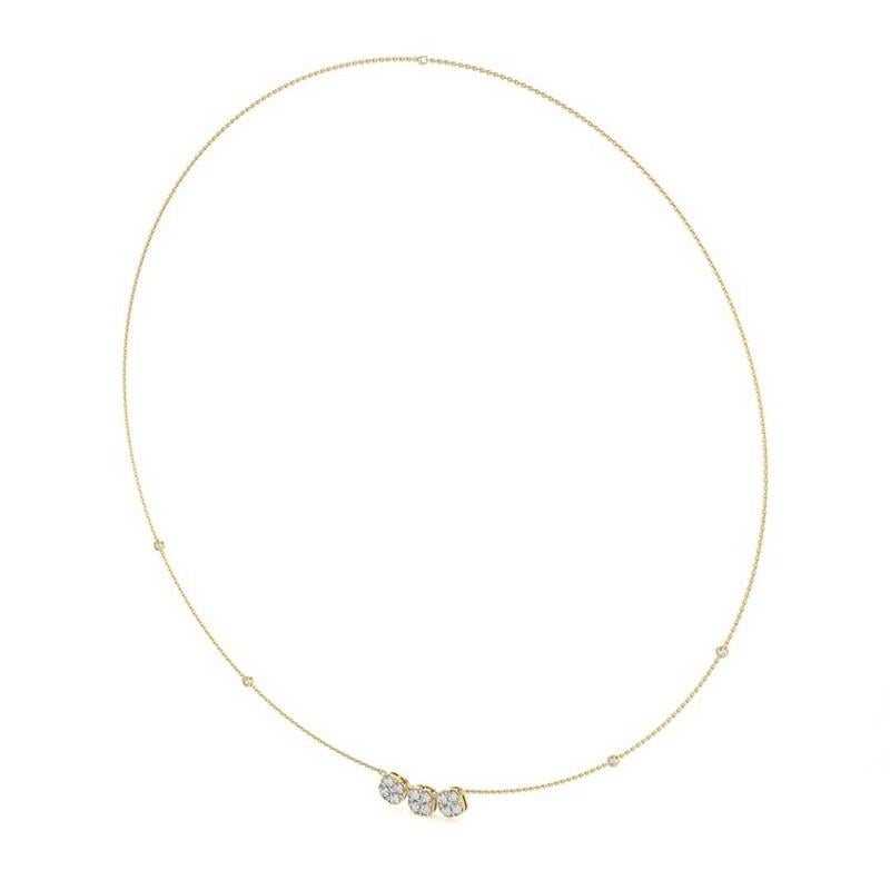 Moderne Collier pendentif tri-cuir en or jaune 14 carats avec diamants de 0,78 carat poids total en vente