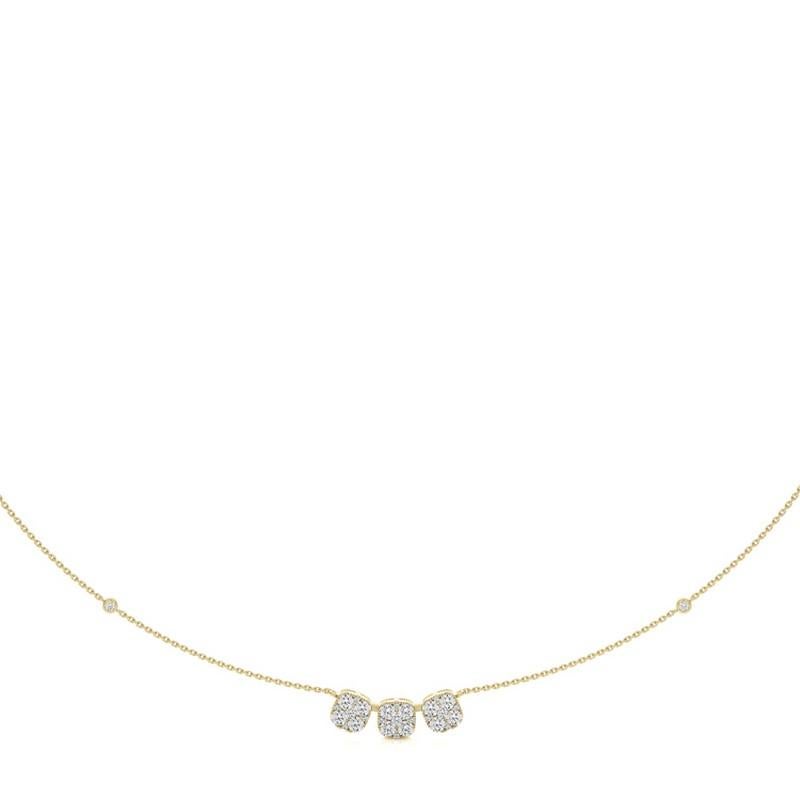 Collier pendentif tri-cuir en or jaune 14 carats avec diamants de 0,78 carat poids total Neuf - En vente à Paramus, NJ