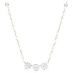 0.78 CTW diamond 14K Yellow gold moonlight Tri Cushion Pendant Necklace