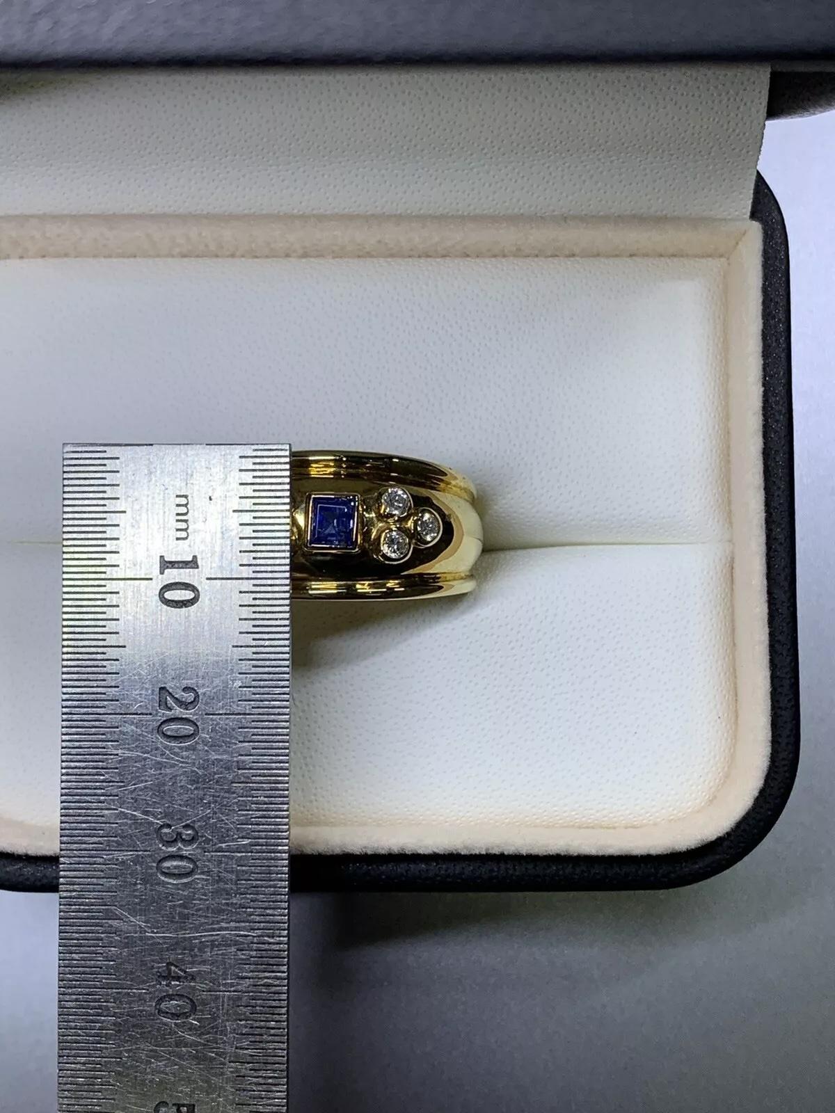 0.78ct Diamond and sapphire chunky Egyptian engagement ring 18ct gold 6.3g en venta 1