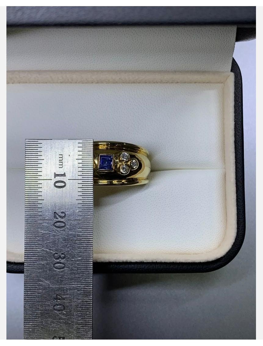 0.78ct Diamond and sapphire chunky Egyptian engagement ring 18ct gold 6.3g For Sale 1