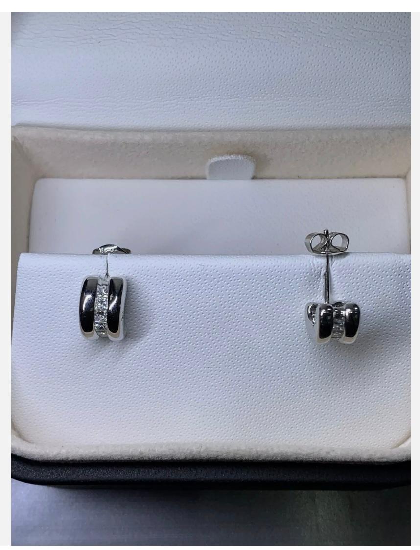 Art déco 0.78ct Diamond chunky hoops huggies earrings or blanc 18ct en vente
