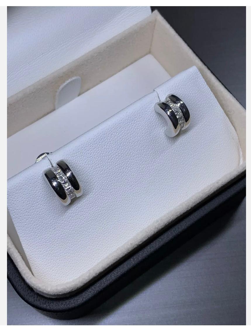 Women's 0.78ct Diamond chunky hoops huggies earrings 18ct white gold For Sale