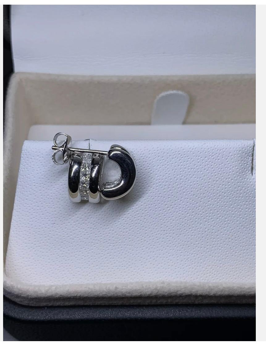 0.78ct Diamond chunky hoops huggies earrings or blanc 18ct en vente 1
