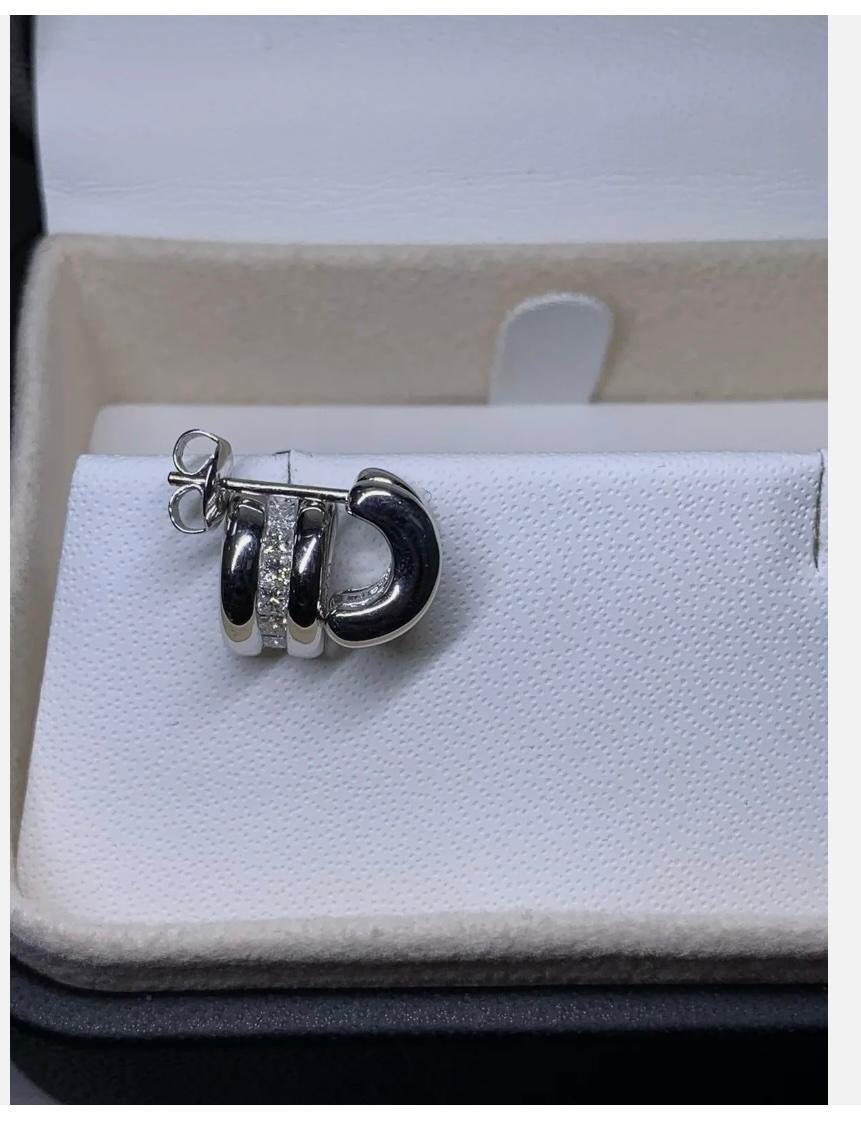 0.78ct Diamond chunky hoops huggies earrings 18ct white gold For Sale 1