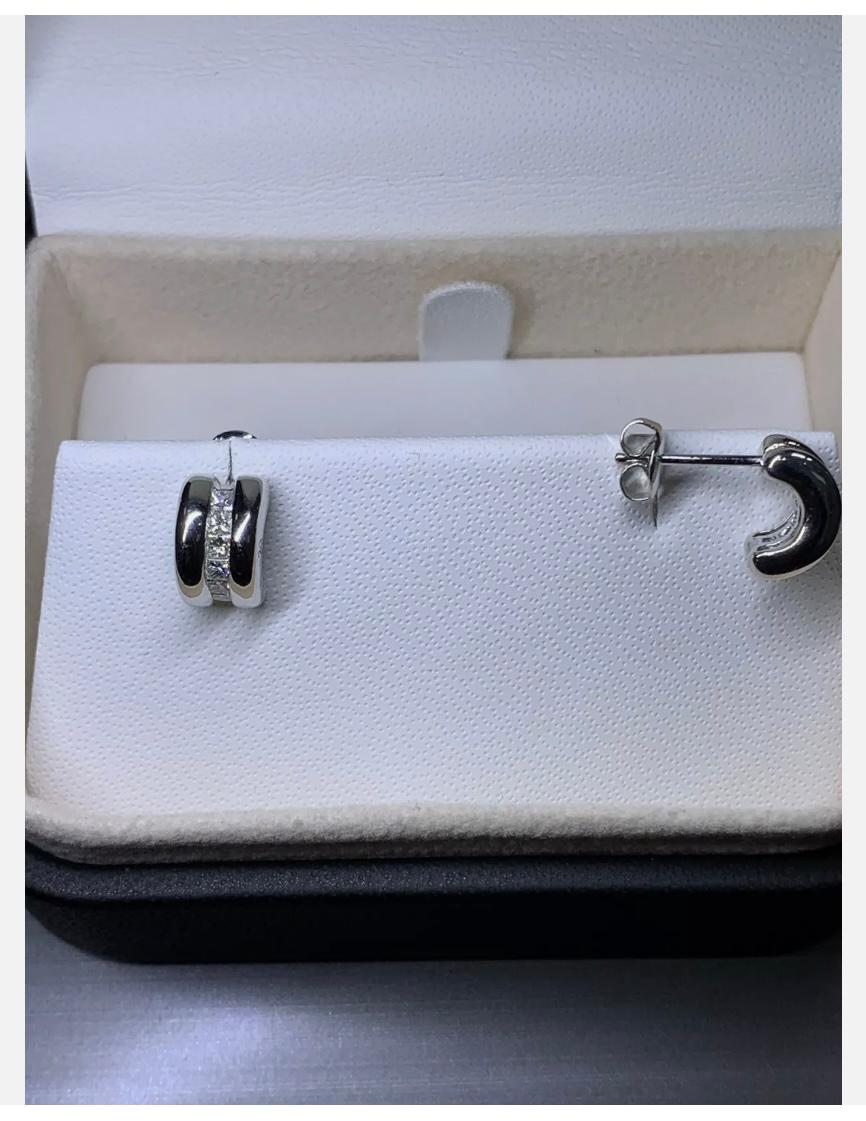 0.78ct Diamond chunky hoops huggies earrings 18ct white gold For Sale 2