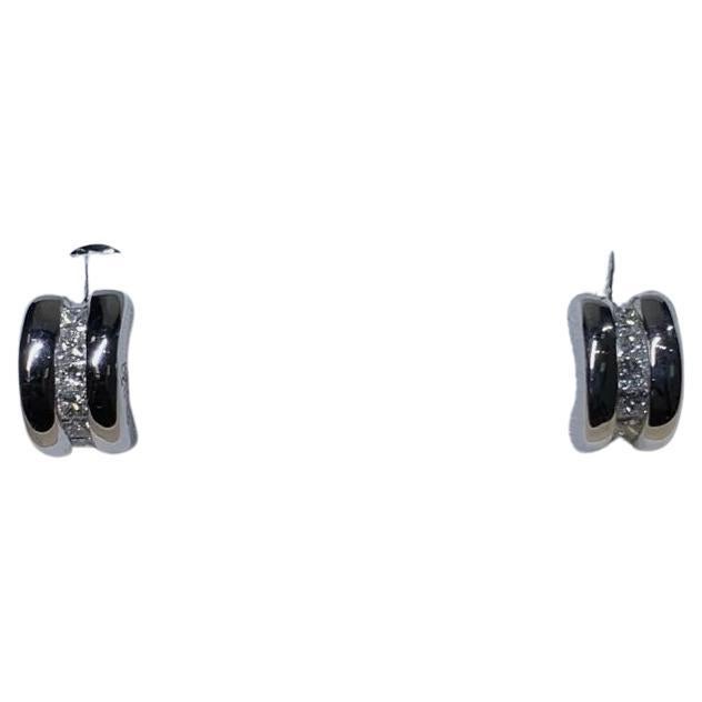 0.78ct Diamond chunky hoops huggies earrings or blanc 18ct en vente